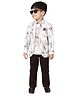 DOTSON Full Sleeves Chance Text & Floral Printed Tee & Pant With Jacket Set - Magenta