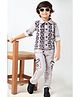 DOTSON Cotton Full Sleeves Textured & Classic Brand Text Printed Tee & Cargo Pants With Jacket Set - Magenta