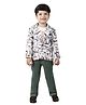 DOTSON Full Sleeves Core Text & Abstract Printed Tee & Pant With Jacket Set - Orange