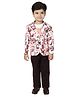 DOTSON Full Sleeves Core Text & Abstract Printed Tee & Pant With Jacket Set - Pink
