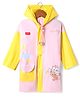 Babyhug Full Sleeves Below Knee Length Raincoat With Unicorn & Teddy Bear Print - Pink & Yellow