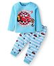 Babyhug Disney Single Jersey Knit Full Sleeves Night Suit With Cars Graphics - Light Blue