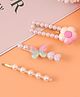 Pine Kids Free Size  Hair Pins & Clips with Floral Applique Pack of 3 - Pink