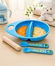 Adore Supper Hero Feeding Bowl with Spoon, Fork & Wooden Masher- Blue