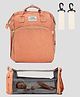 Tinyberg 3-in-1 RestNest Baby Diaper Bag With Foldable Baby Bed & Changing Station,11 Pockets, Usb Port - Vibrant Orange