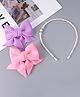 Pine Kids Pearl Hairband & Hair Clip with Bow Applique Accessories Combo Set - Pink & Purple