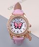 Pine Kids Free Size Analog Watch With Butterfly Applique - Purple