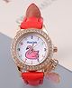Pine Kids Free Size Analog Watch With Swan Applique - Red