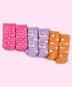 Cute Walk By Babyhug Anti-Bacterial Ankle Length Socks With Polka Dot & Heart Design Pack of 3 - Dark Pink Purple & Orange