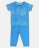 MINI KLUB Cotton Full Sleeves Abstract Printed Top & Leggings Set - Blue