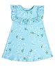 MINI KLUB Cotton Knit Sleeveless Floral Printed Dress - Blue & Green