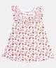 MINI KLUB Cotton Knit Sleeveless Frill Detailed Leaves Printed Dress - Orange & White