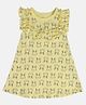 MINI KLUB Cotton Knit Sleeveless Frill Detailed Bunny Printed Dress - Yellow