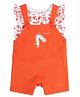 MINI KLUB Cotton Cap Sleeves Dinosaur Printed Dungaree & Top Set - White & Orange
