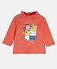 MINI KLUB Cotton Full Sleeves Typography & Puzzel Printed Top - Orange