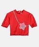 MINI KLUB Cotton Full Sleeves Star Patch Detailed & Sequin Embellished Top - Red