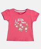 MINI KLUB Cotton Half Sleeves Floral & Typography Printed Top - Pink