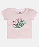 MINI KLUB Cotton Half Sleeves Typography Printed Top - Pink