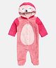 MINI KLUB Cotton Full Sleeves Animal Designed Hooded Sleepsuit - Pink