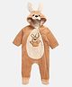MINI KLUB Cotton Full Sleeves Bunny Designed Hooded Sleepsuit - Orange