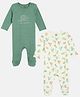 MINI KLUB Cotton Pack Of 2 Full Sleeves Animals & I Love Nature Text Printed Sleepsuits - Multi Colour