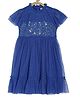 MINI KLUB Cotton Knit Short Sleeves Sequins Embellished Dress - Blue