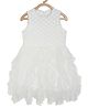 MINI KLUB Cotton Knit Sleeveless Floral Embroidered Lace Embellished Ruffle Detailed Dress - White