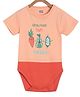MINI KLUB Cotton Half Sleeves Grow Your Own Veggies Text Printed Onesie - Peach