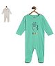 MINI KLUB Cotton Pack Of 2 Full Sleeves Hand Printed & Ok Text Patch Detailed Sleepsuits - Multi Colour