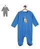 MINI KLUB Cotton Pack Of 2 Full Sleeves Dream In Space Text Printed & Striped Sleepsuits - Multi Colour