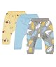 MINI KLUB Cotton Pack Of 3 Abstract Printed & Solid Pants - Multi Colour
