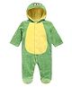 MINI KLUB Cotton Full Sleeves Tortoise Designed Hooded Sleepsuit - Green