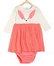 MINI KLUB Cotton Knit Full Sleeves Bunny Printed Dress With Bloomer - Pink