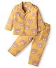 Babyhug Cotton Knit Full Sleeves Night Suit With Teddy Bear Print - Yellow