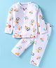 Doreme Single Jersey Knit Full Sleeves Animal Printed Night Suit - White
