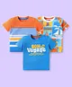 Babyhug Cotton Knit Half Sleeves T-Shirts with Beach Theme Text Prints & Stripes Pack of 3 - Blue & Orange