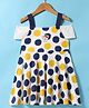 Doreme Single Jersey Knit Off Shoulder Sleeves Frock with Polka Dots Print & Patch Detailing - White