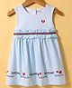 Doreme Single Jersey Knit Sleeveless Frock with Stripes & Frill Detailing - Light Blue