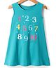 Doreme Single Jersey Knit Sleeveless Frock With Number Print - Turquoise