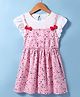 Doreme Single Jersey Knit Half Sleeves Frock With Floral Print - Pink & White