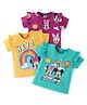 Babyhug Disney Single Jersey Knit  Half Sleeves Tops With Minnie & Friends Graphic & Frill Detailing Pack Of 3 - Yellow Purple