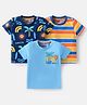 Babyhug Cotton Knit Half Sleeves T-Shirts with Beach Theme Print & Stripes Pack of 3 - Multicolor