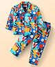 Babyhug Cotton Woven Full Sleeves Night Suit With Abstract Print - Blue & Red