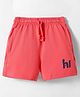 Doreme Terry Knit Knee Length Shorts With Hi Print - Coral