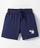 Doreme Terry Knit Knee Length Shorts With Astronaut Print - Navy Blue