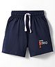 Doreme Terry Knit Knee Length Shorts With Text Print - Navy Blue