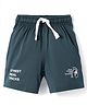 Doreme Terry Knit Knee Length Shorts With Text Print - Dark Green