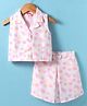 Tweetoons Woven Sleeveless Top & Shorts Set with Dots Printed & Bow Applique - Pink