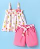 Tweetoons Woven Singlet Sleeves Pineapple Printed Top & Shorts Set - Pink