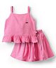 Tweetoons Cotton Woven Sleeveless Solid Top & Skirt Co-Ord Set - Pink